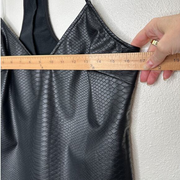 Lavender Brown Black Faux Leather Snakeprint VNeck Racerback Tank Top L - Picture 8 of 8